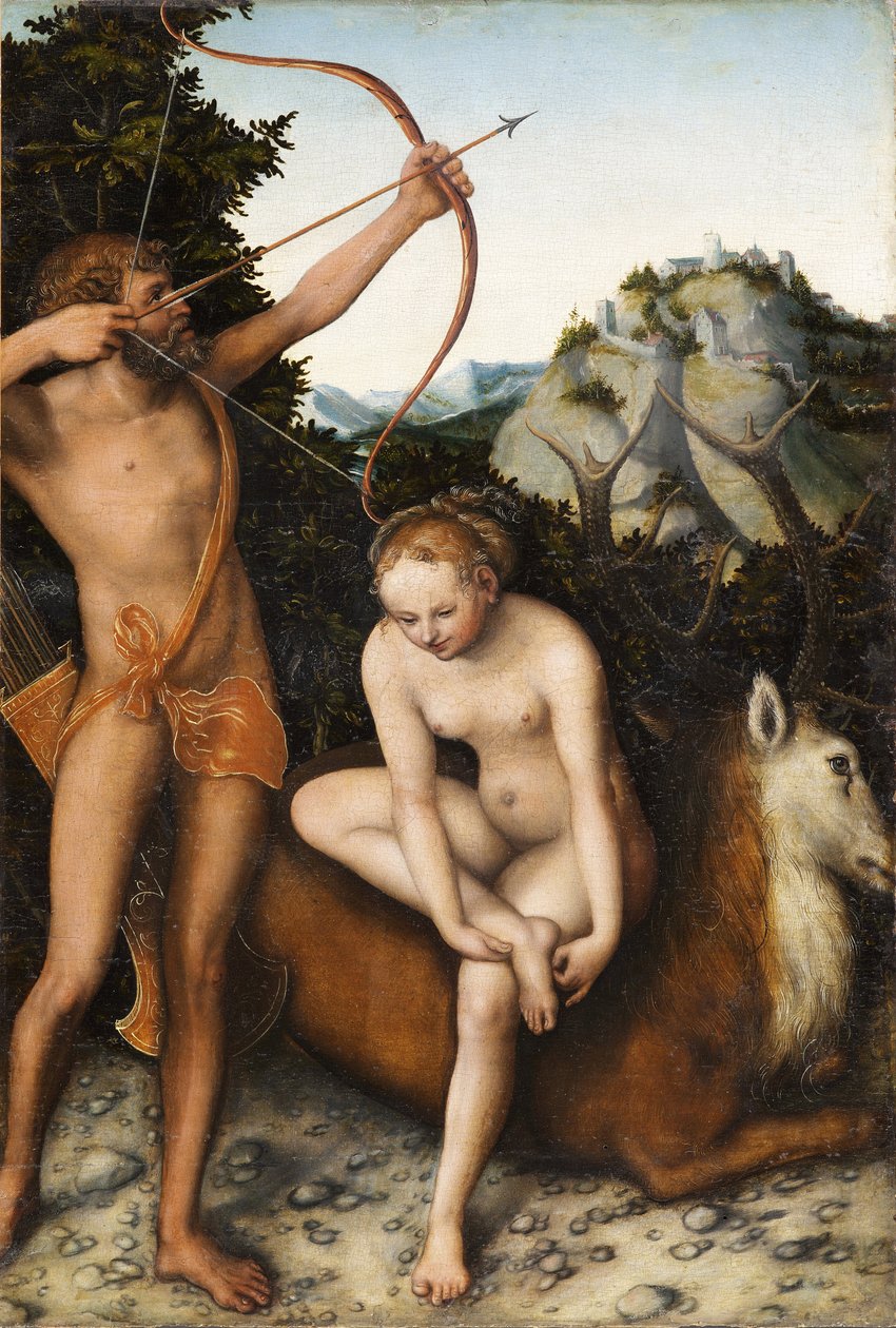 "Apollo och Diana" (Apollo och Diana) Målning av Lucas Cranach den äldre (1472-1553) ca 1530 Dim 45x31 cm - Royal Museums of Fine Arts of Belgium, Bryssel av Lucas the Elder Cranach