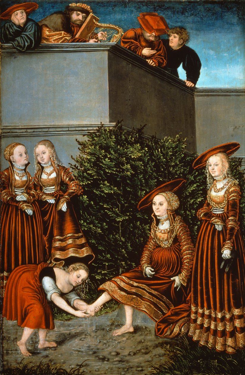 Batseba vid hennes bad eller Davids synd med Batseba av Lucas the Elder Cranach