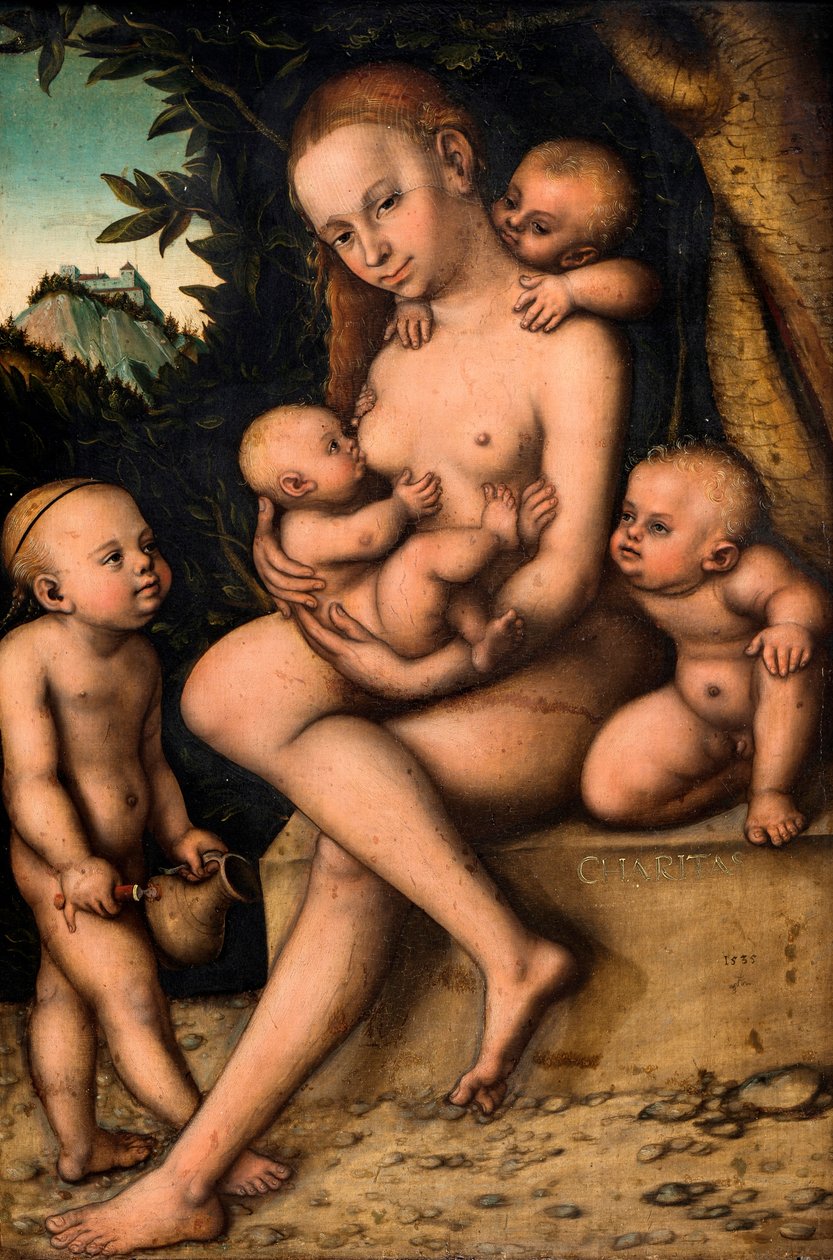 Caritas av Lucas the Elder Cranach