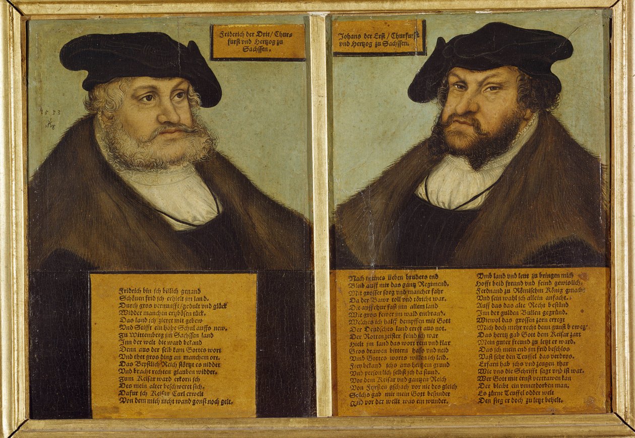 Dubbelporträtt av Fredrik III av Sachsen av Lucas the Elder Cranach