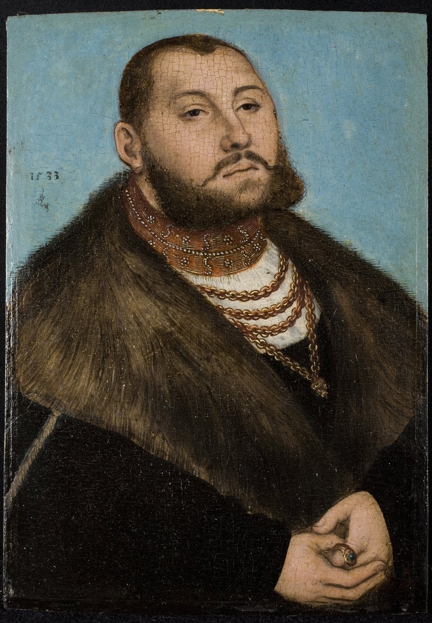 Jean-Frederic (Jean Frederic) Ier de Saxe dit le Magnanime- John Frederick I, kurfurst av Sachsen (1503-1554) - Cranach, Lucas, den äldre (1472-1553) - 1533 - Olja på trä - 20x14 - Museo del Prado , Madrid av Lucas the Elder Cranach