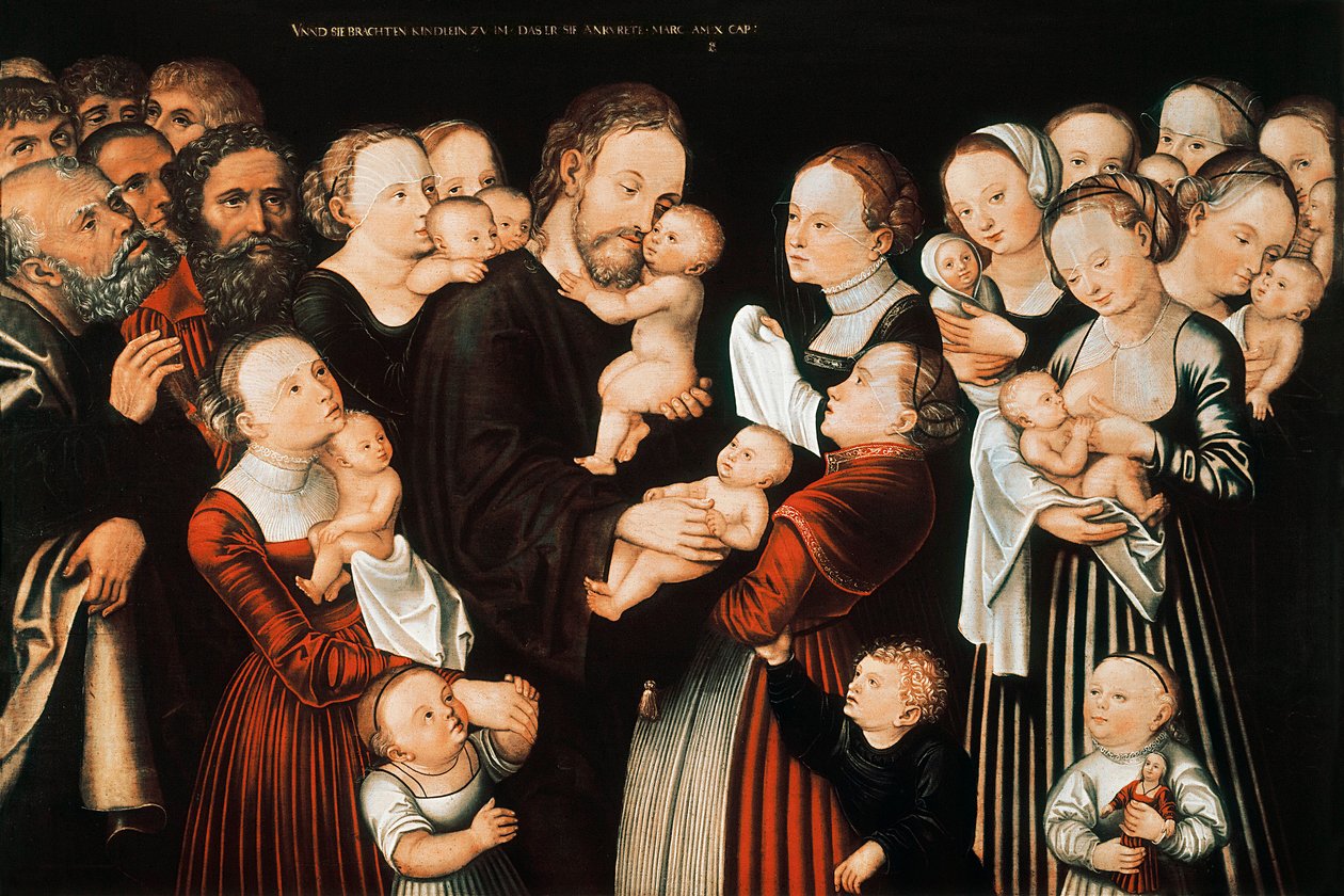 Jesus och barnen av Lucas the Elder Cranach