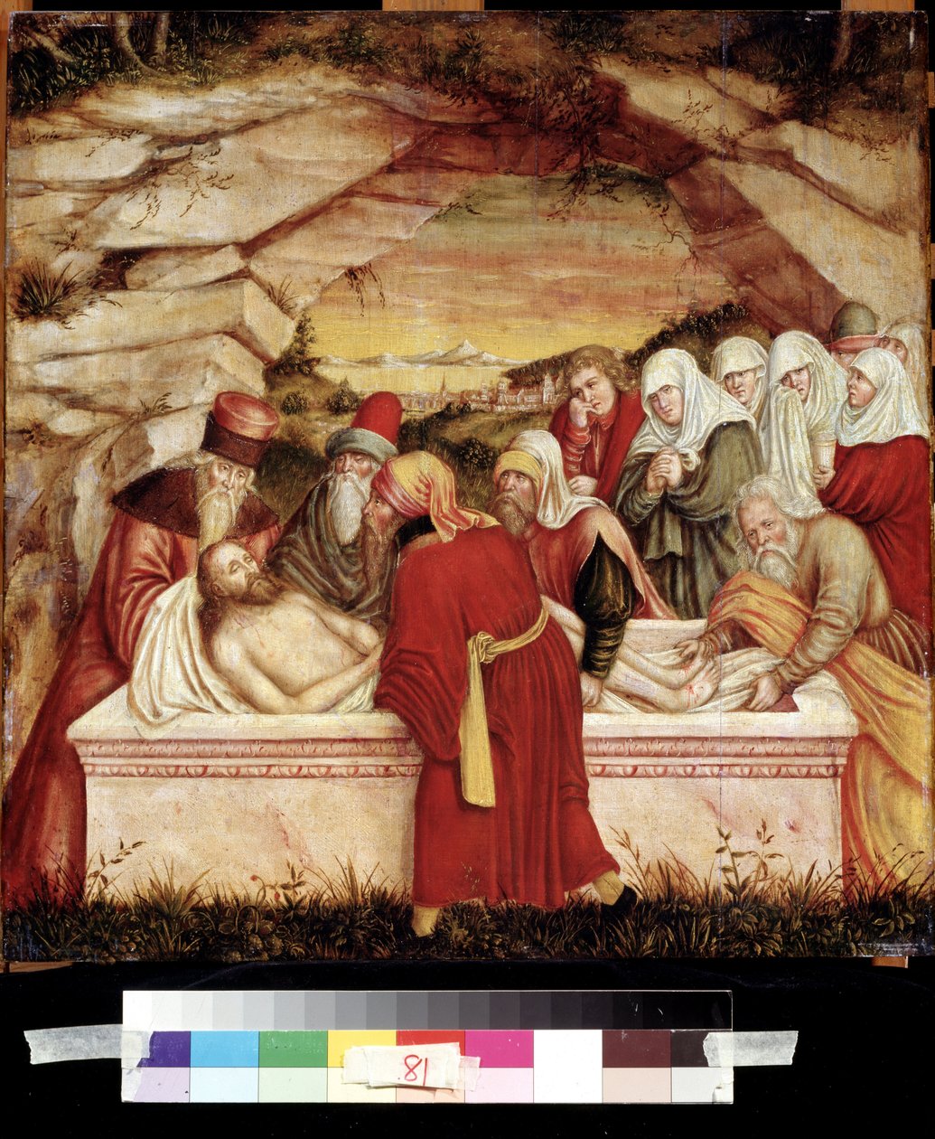 ""La mise au tombeau"" (Begravningen) Målning på trä av Lucas Cranach den äldre (1472-1553) Pushkin-museet från 1500-talet, Moskva av Lucas the Elder Cranach