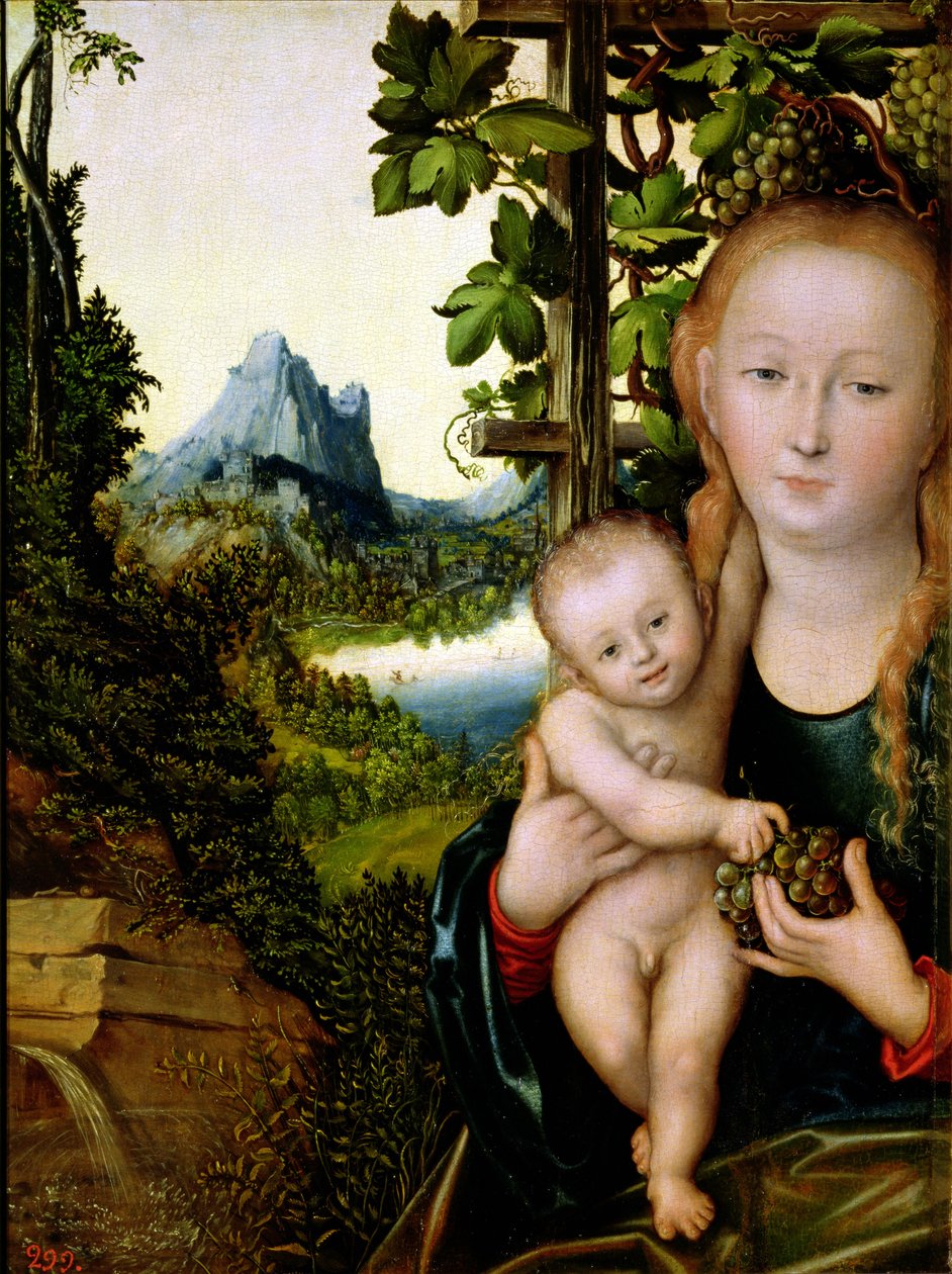 Madonna och barn, ca 1525 (olja på trä) av Lucas the Elder Cranach