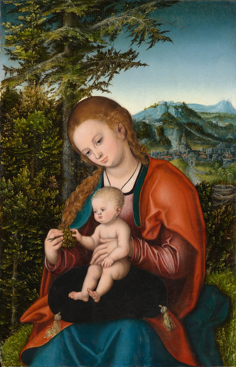 Madonna och barn i ett landskap, ca 1518 (olja på panel) av Lucas the Elder Cranach