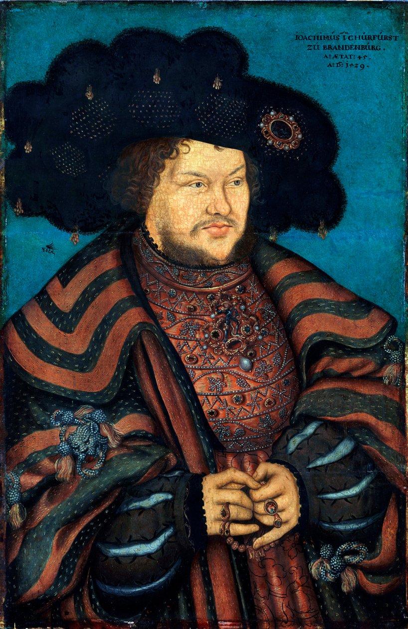 "" Porträtt av Joachim Ier Nestor de Brandebourg "" (Porträtt av Joachim I Nestor (1484-1535), kurfurst av Brandenburg) Målning av Lucas Cranach l