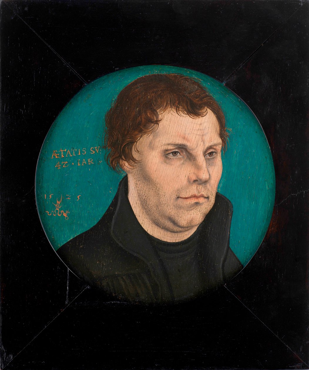 ""Porträtt av Martin Luther (1483-1546)"" Målning av Lucas Cranach den äldre (1472-1553) Olja på trä 1525 Diam 12,5 cm Privat samling av Lucas the Elder Cranach