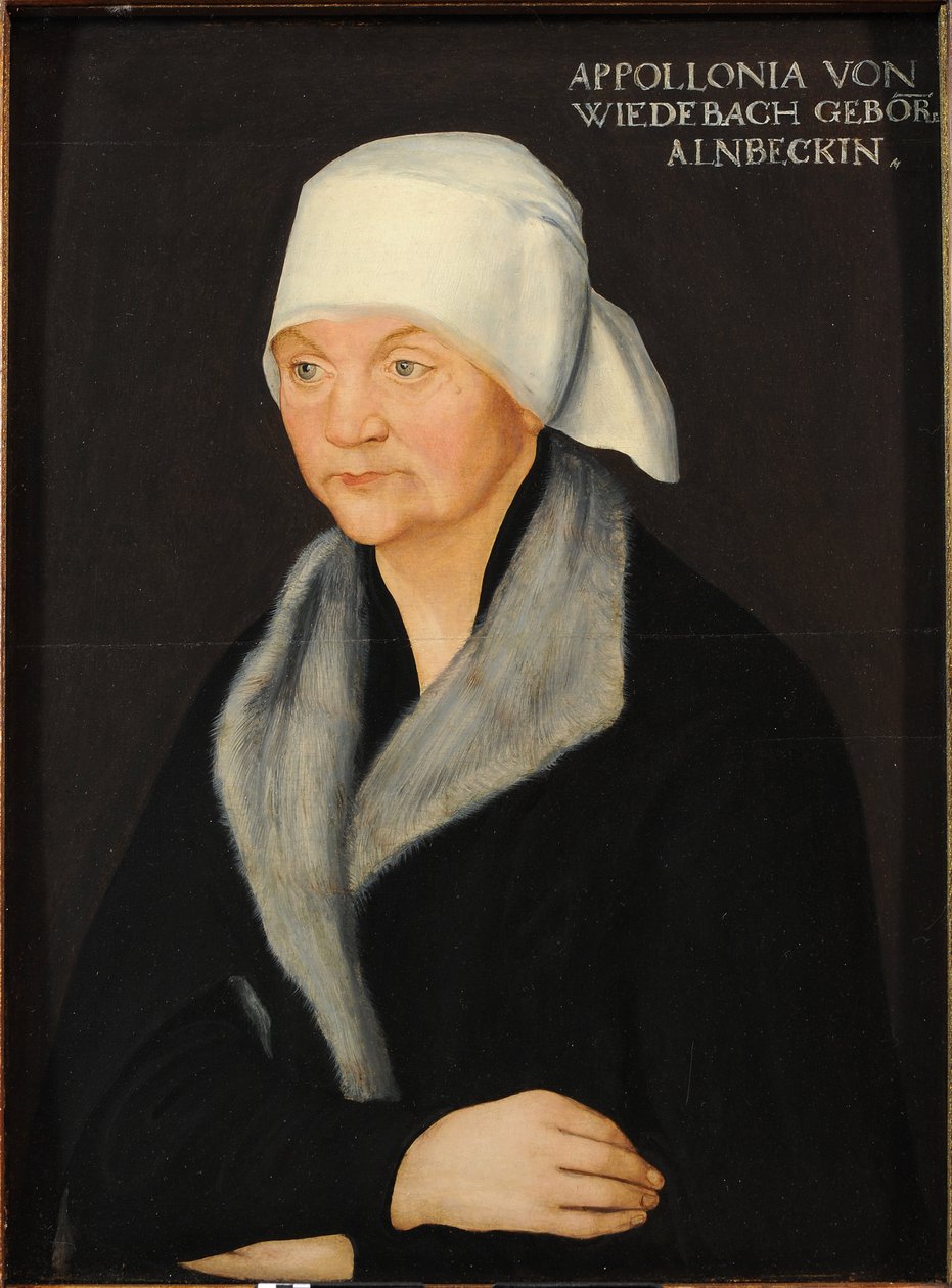 Porträtt av Apollonia von Wiedebach, av Cranach, Lucas, den äldre (1472-1553). Olja på trä, ca 1524. Mått: 38,7 x 28,7 cm. Dresdens statliga konstsamlingar av Lucas the Elder Cranach