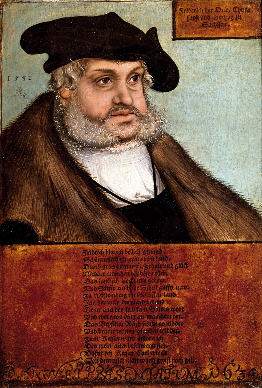 Porträtt av Fredrik III den vise, storkurfursten av Sachsen (målning av Lucas the Elder Cranach