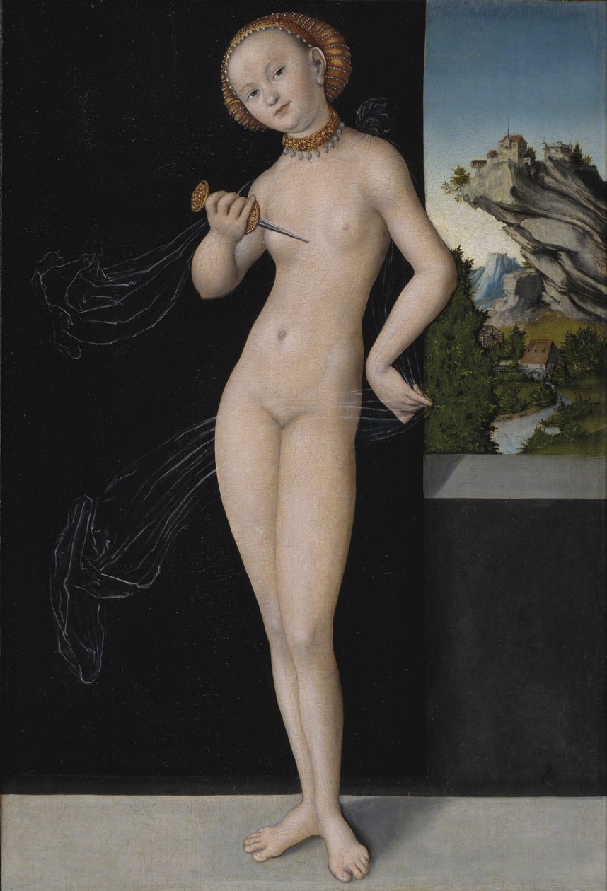 Porträtt av Lucretia av Lucas the Elder Cranach