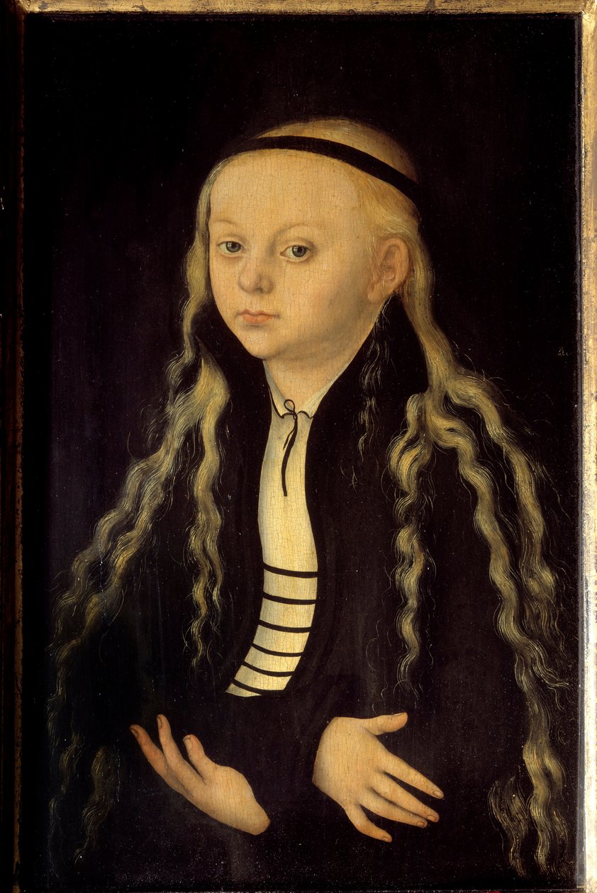 Porträtt av Magdalena Luther (1529-1542) dotter till Martin Luther Målning av Lucas Cranach den gamle (eller den äldre) av Lucas the Elder Cranach