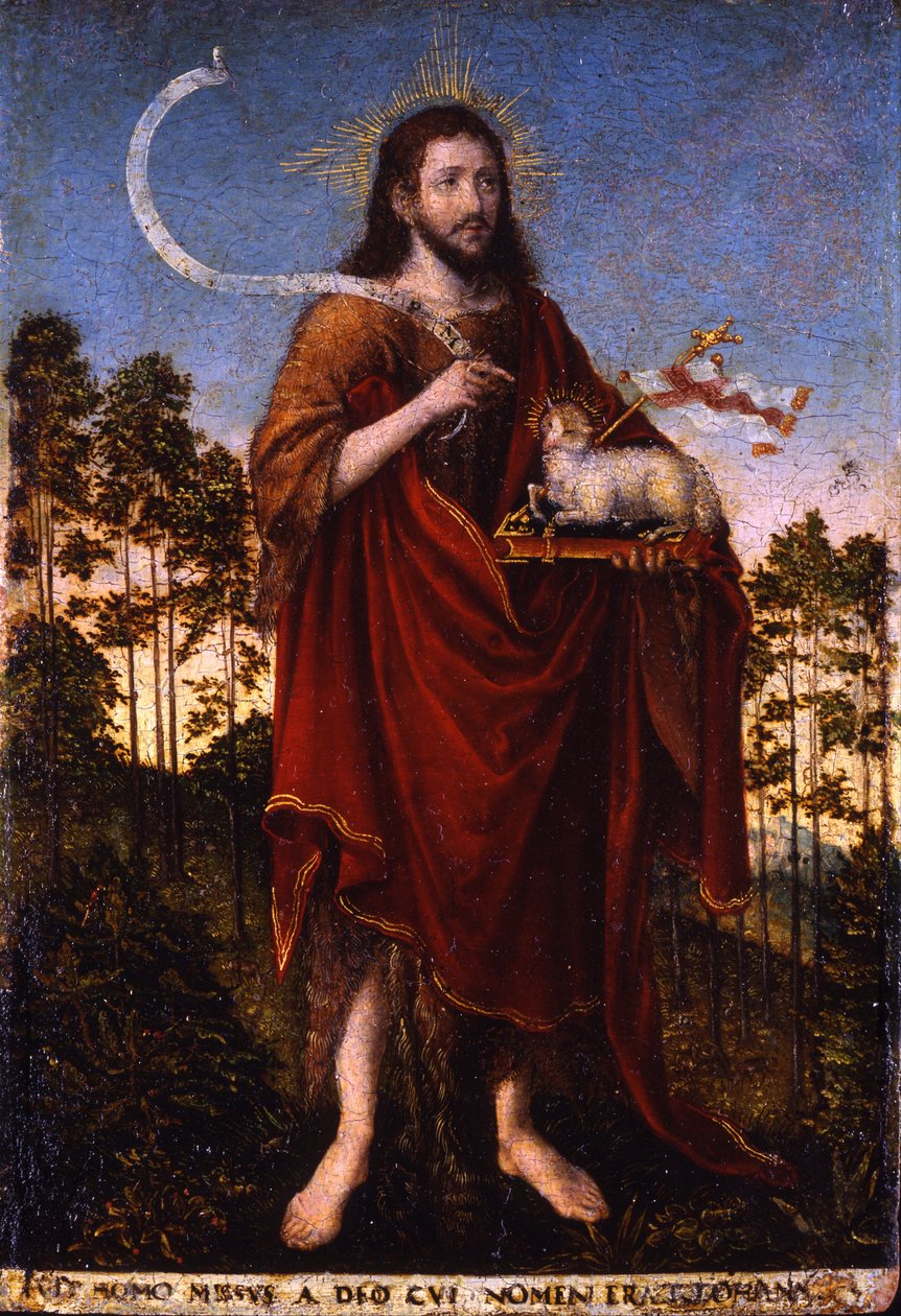 Johannes Döparen - Cranach, Lucas, den äldre (1472-1553) - 1550-1552 - Olja på trä - 183x125 - Museo Poldi Pezzoli, Milano av Lucas the Elder Cranach