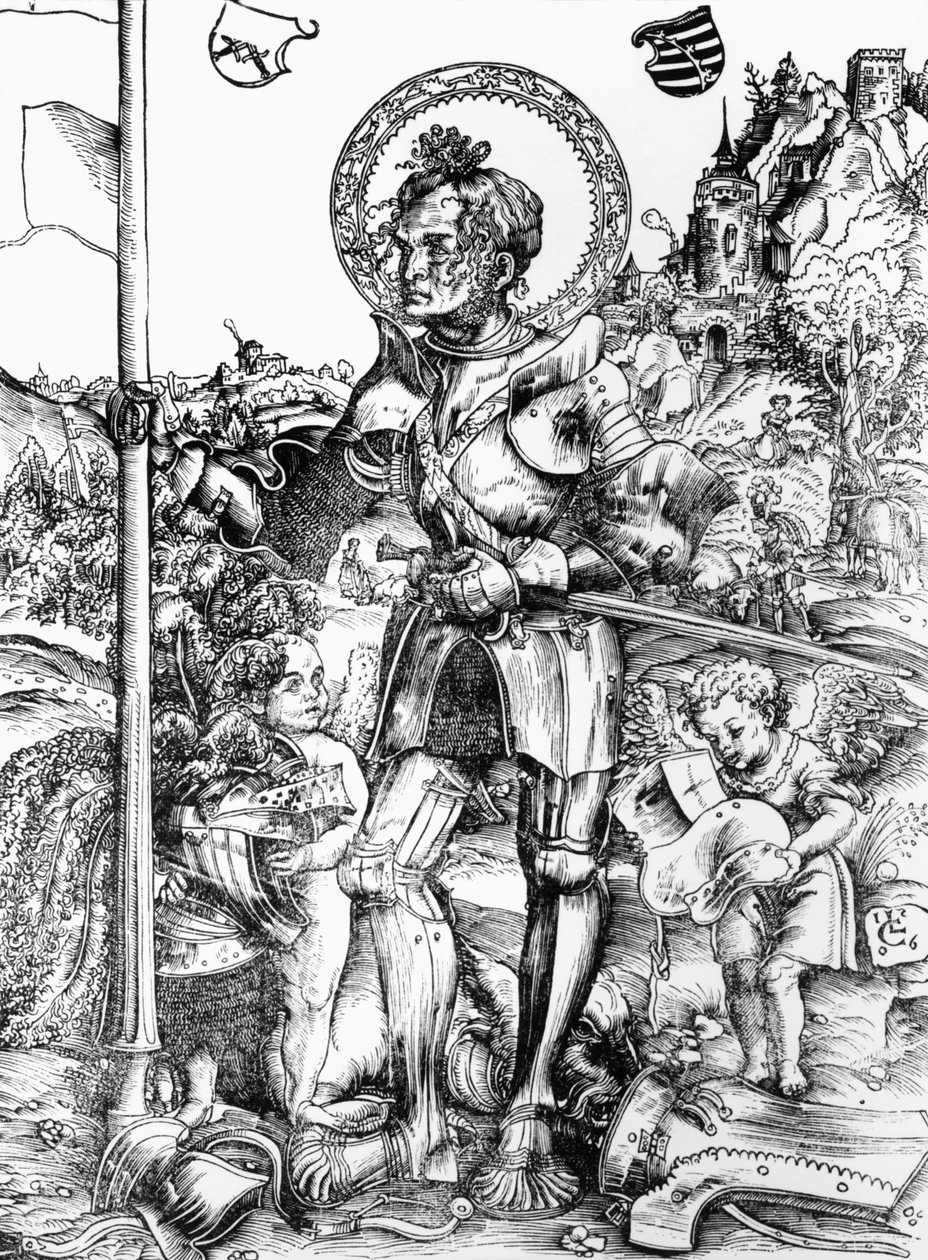 St. George (träsnitt) (s/v foto) av Lucas the Elder Cranach