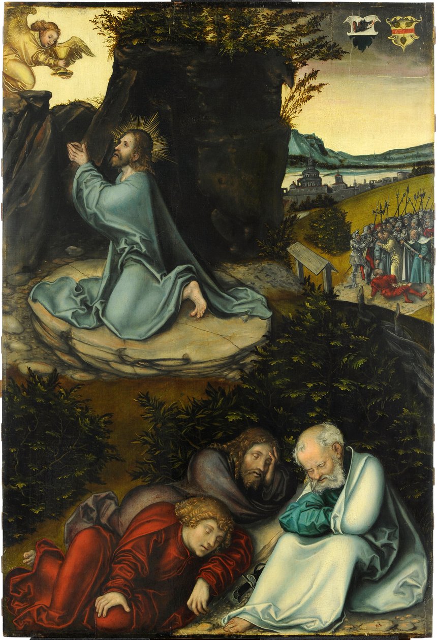 Agony in the Garden, av Cranach, Lucas, den äldre (1472-1553). Olja på trä, ca 1540. Mått: 86,5x58,5 cm. Museum Kunstpalast, Düsseldorf av Lucas the Elder Cranach