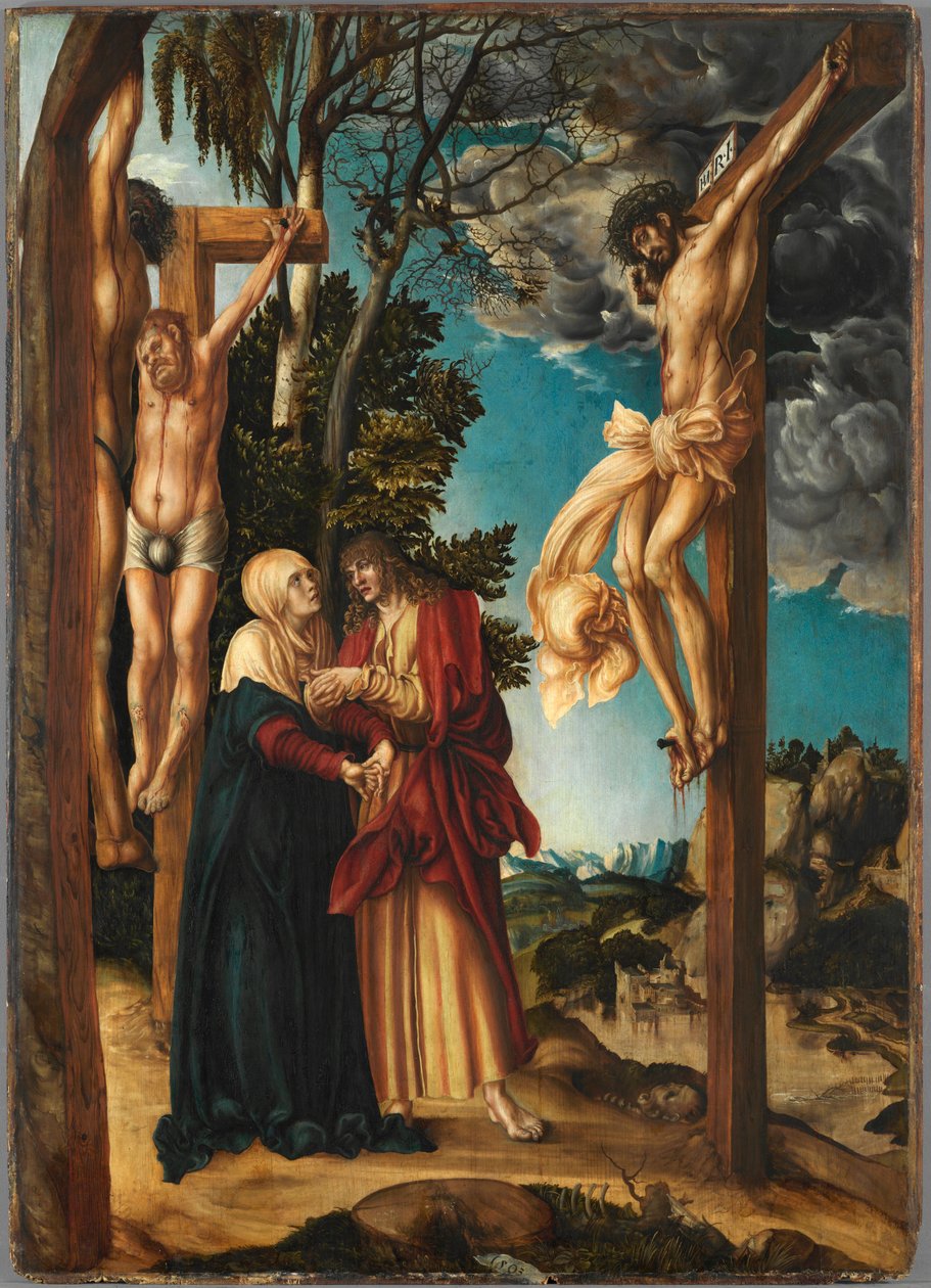 Korsfästelsen, av Cranach, Lucas, den äldre (1472-1553). Olja på trä av Lucas the Elder Cranach