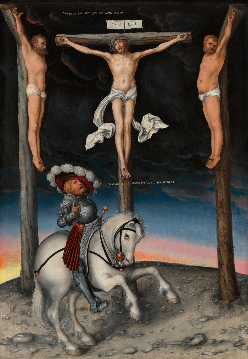 Korsfästelsen med den konverterade centurionen av Lucas the Elder Cranach