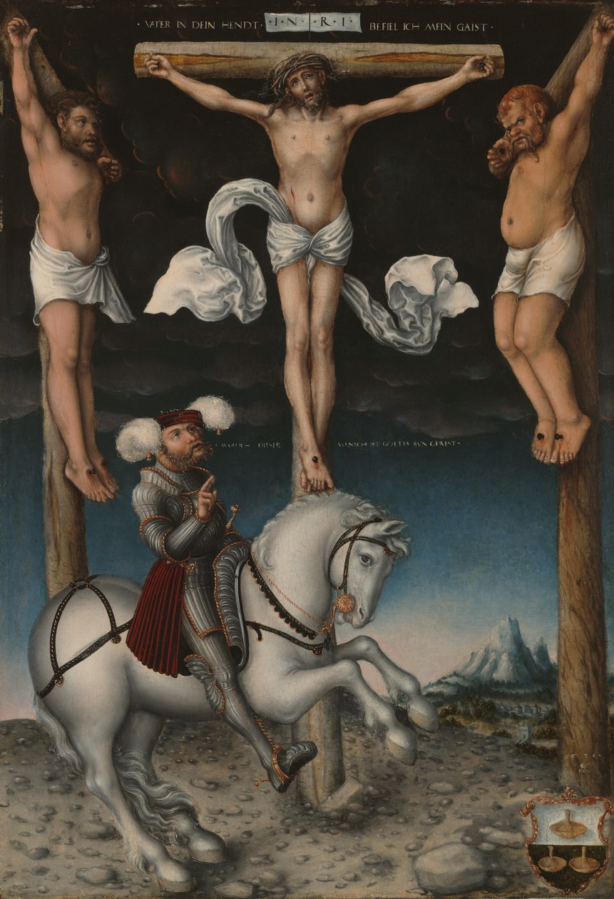 Korsfästelsen med den konverterade centurionen av Lucas the Elder Cranach