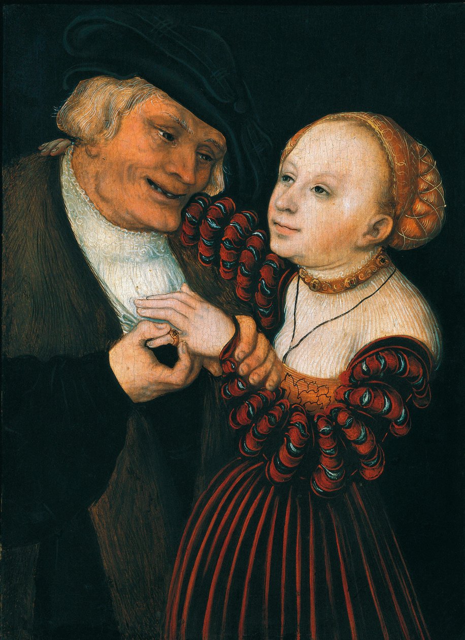 The Old Man and the Young Woman, ca 1530 (olja på duk) av Lucas the Elder Cranach