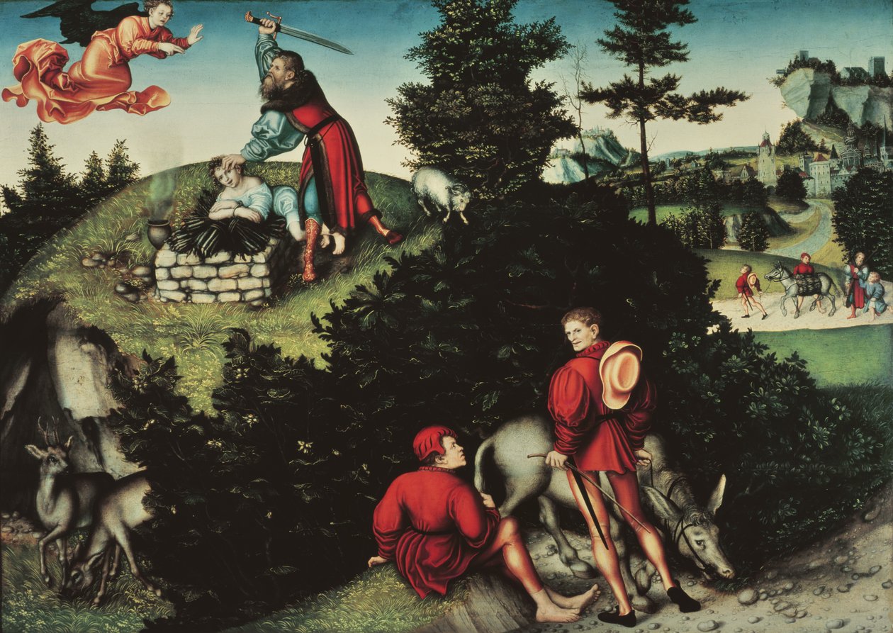 Isaks offer (olja på panel) av Lucas the Elder Cranach