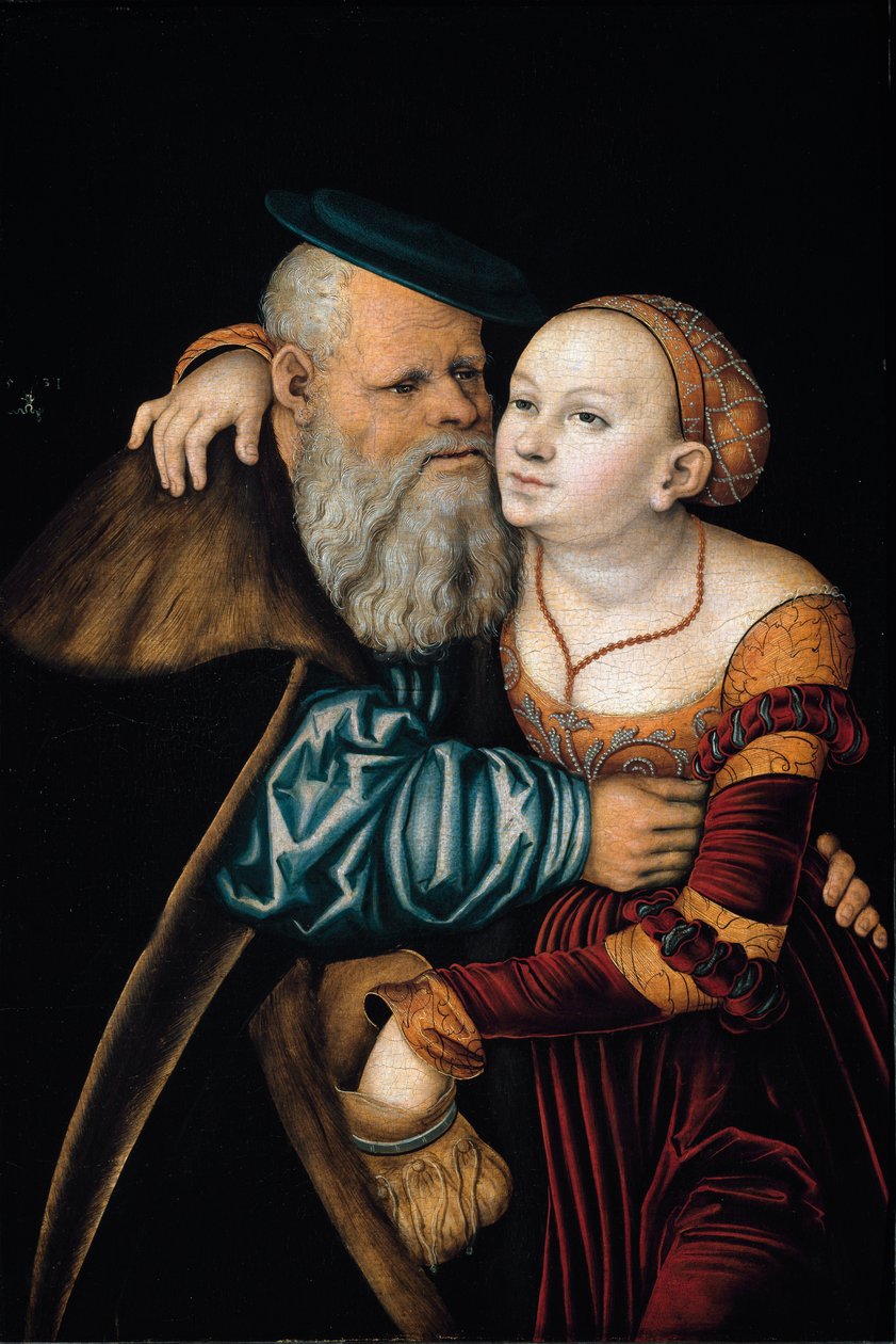 Det omatchade paret (olja på panel av Lucas the Elder Cranach