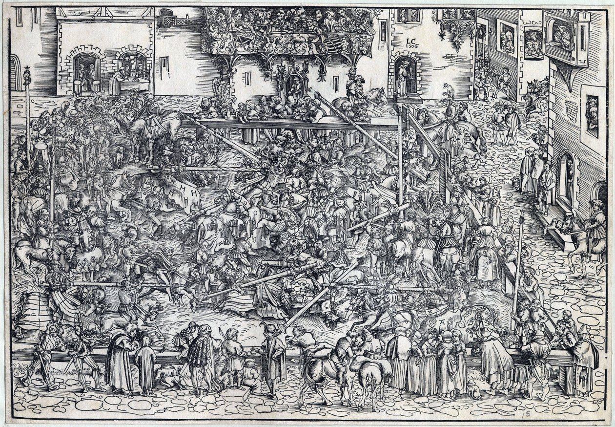 Tournoi - Turnering - Cranach, Lucas, den äldre (1472-1553) - 1509 - Träsnitt - 26,4x38 - Privat samling av Lucas the Elder Cranach