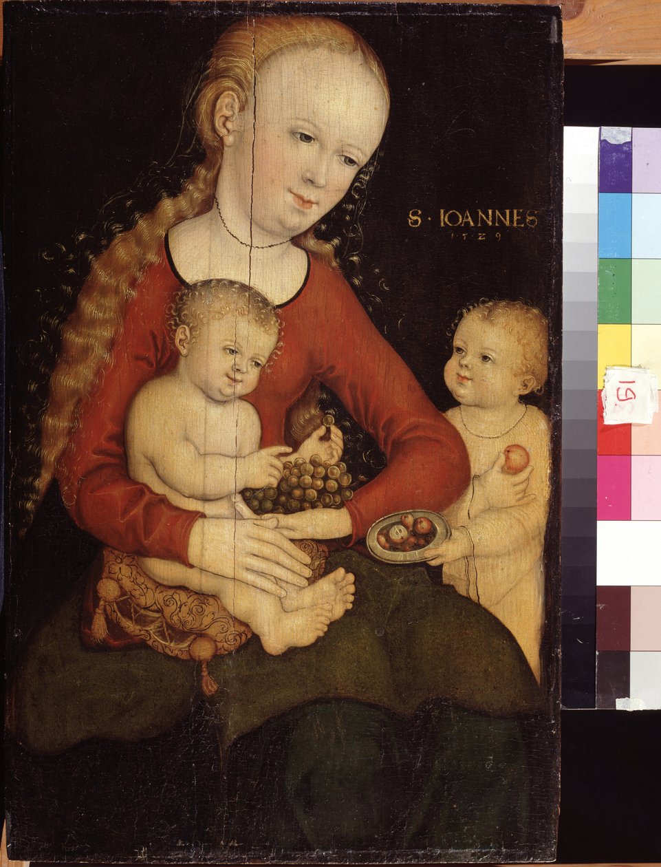 ""Madonna och barn med Sankt Johannes Döparbarnet"" (Jungfru och barn med Johannes Döparen som en pojke) Målning av Lucas Cranach den äldre (1472-1553) Pushkin-museet från 1500-talet, Moskva av Lucas the Elder Cranach