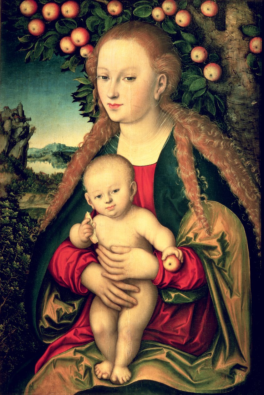 Jungfru och barn under ett äppelträd av Lucas the Elder Cranach