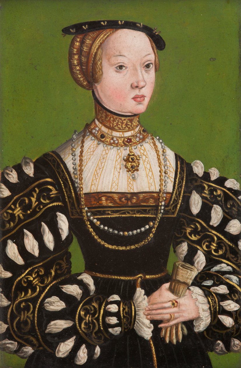 Elisabeth av Österrike (1526–1545), ca 1551 (olja på koppar) av Lucas the Younger (school of) Cranach