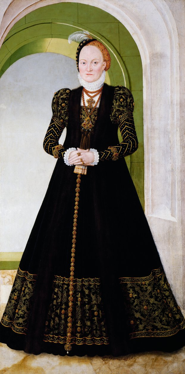 Anne av Danmark, maka till kurfurst August av Sachsen av Lucas the Younger Cranach