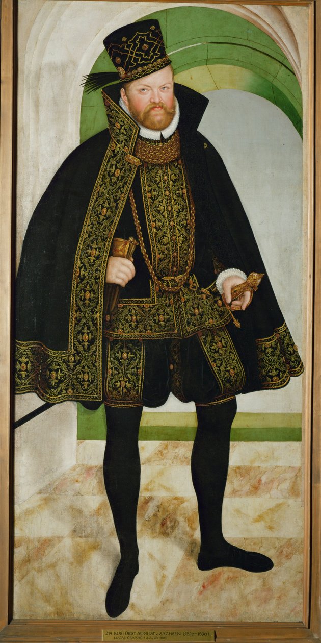 August av Sachsen (olja på duk) av Lucas the Younger Cranach