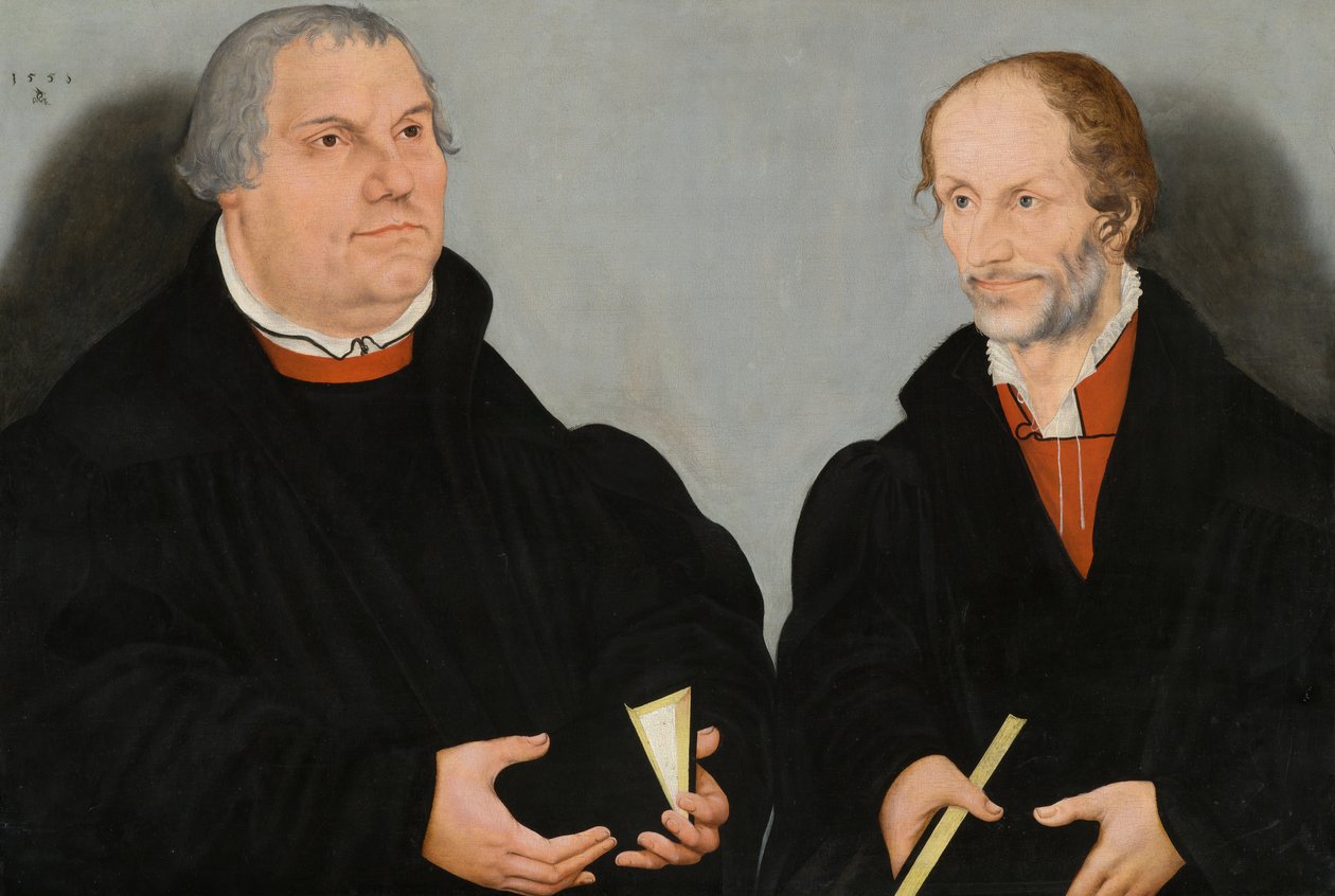 Martin Luther (1483-1546) och Philipp Melanchthon (1497-1560) av Lucas the Younger Cranach