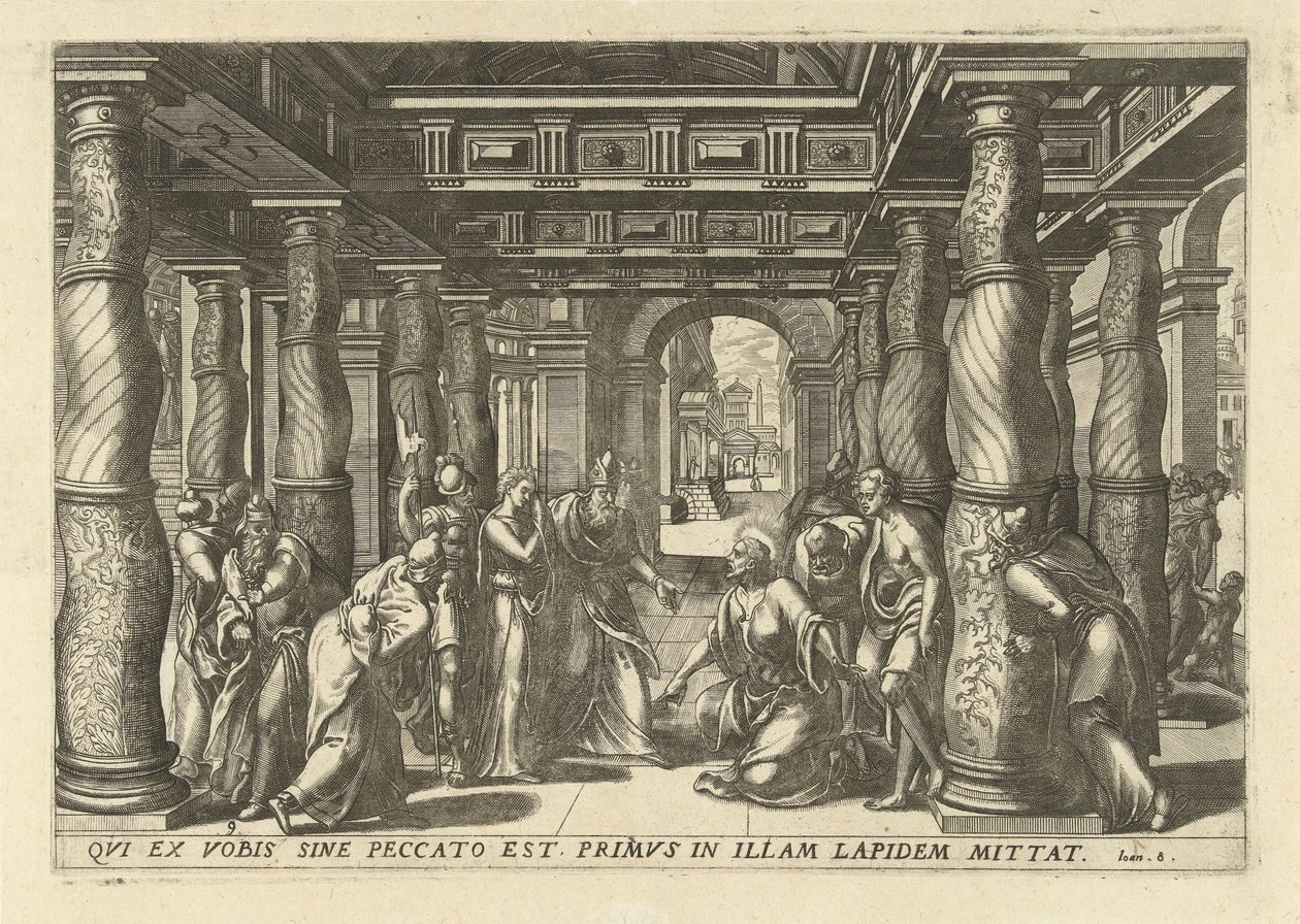 Christ en de overspelige kvinna De tretton mest eleganta och utsmyckade ikonerna i Nya testamentet i templet (serietitel) av Lucas van Doetechum