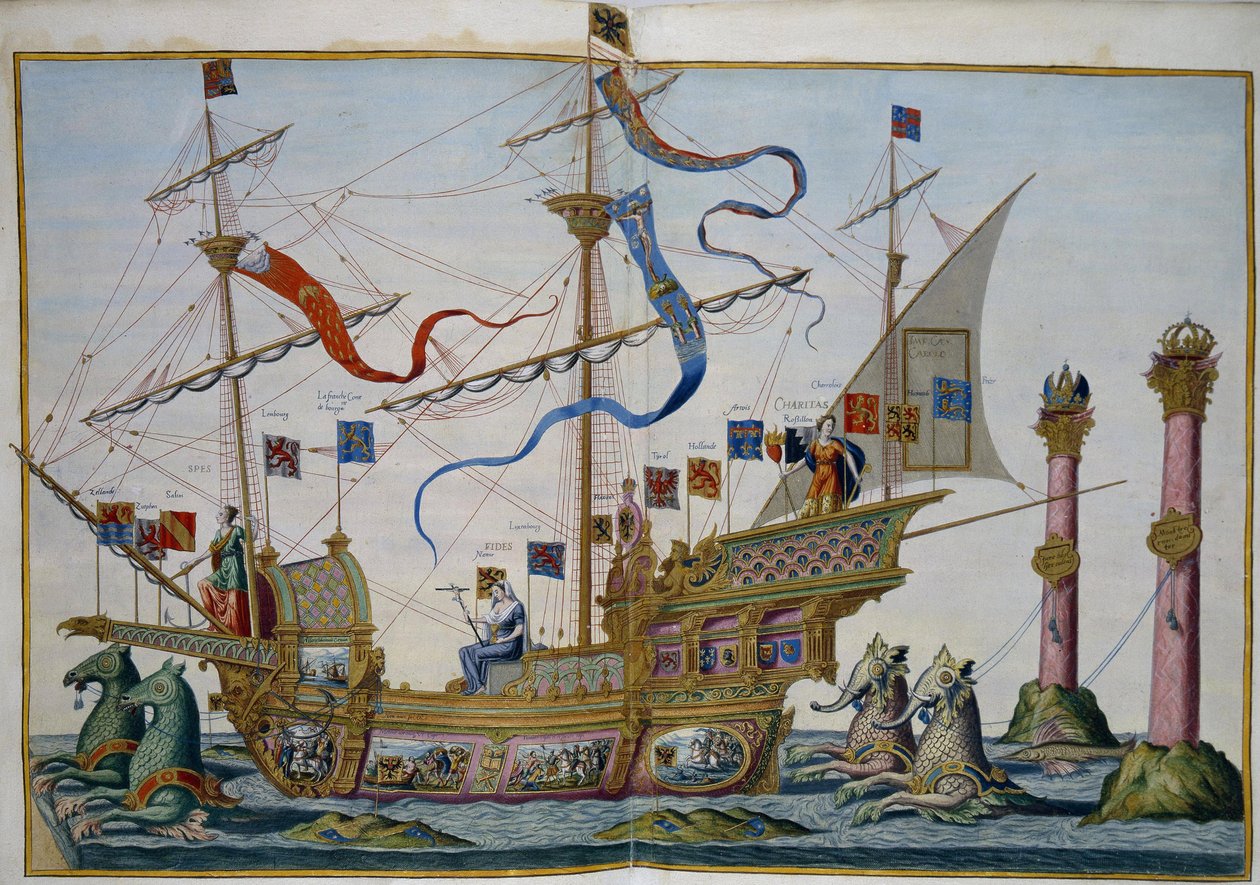 Begravningståget i Bryssel i samband med kejsar Karl Vs död. Blad 5 par Doetecum, Lucas, van (c. 1530-c. 1584) av Lucas van Doetechum