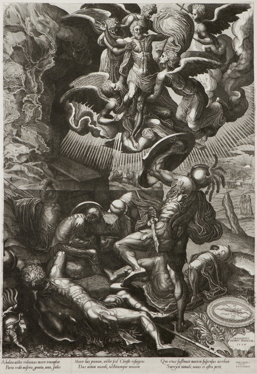 Kristi uppståndelse, 1557 av Lucas van Doetechum