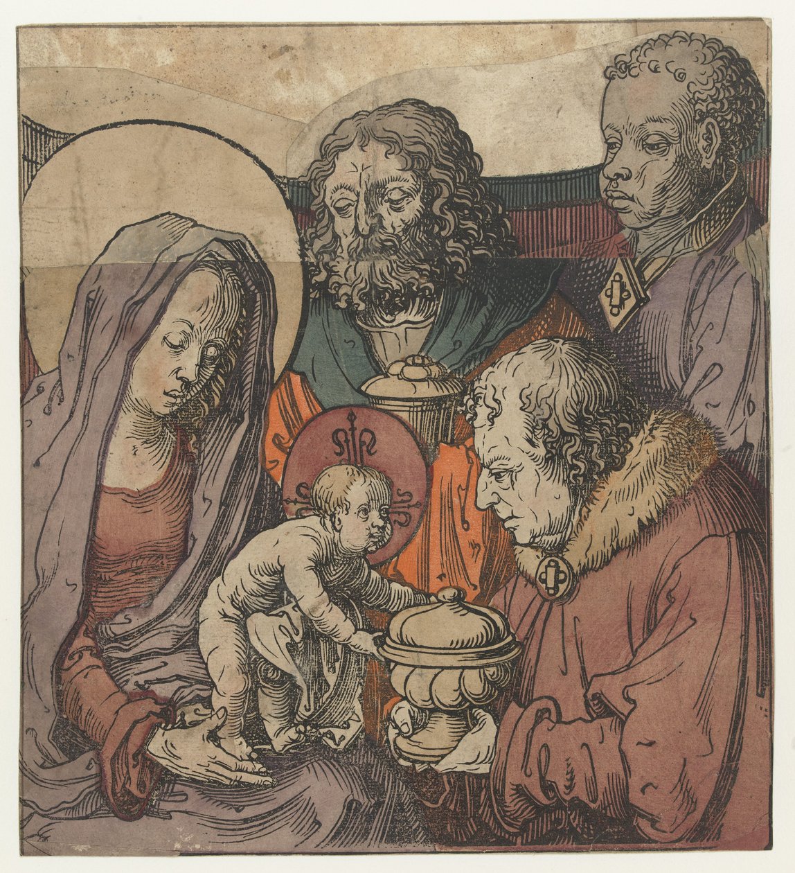 Tillbedjan av Magi av Lucas van Leyden (circle of)
