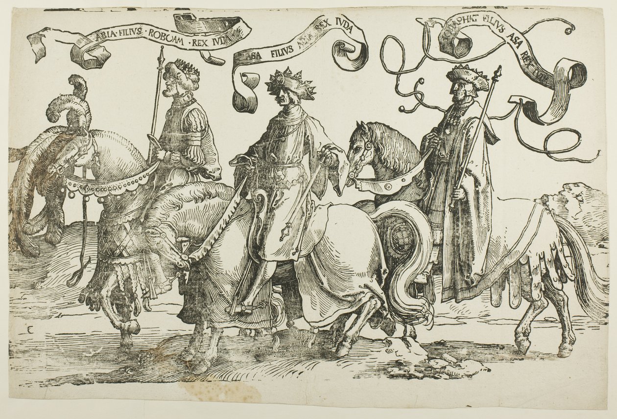 Abija, Asa, Josafat, tallrik två, från Israels tolv kungar av Lucas van Leyden