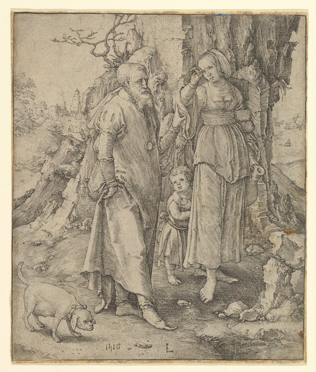 Abraham skickar bort Hagar, 1516. av Lucas van Leyden