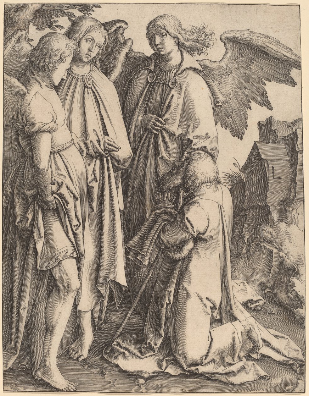 Abraham och de tre änglarna av Lucas van Leyden
