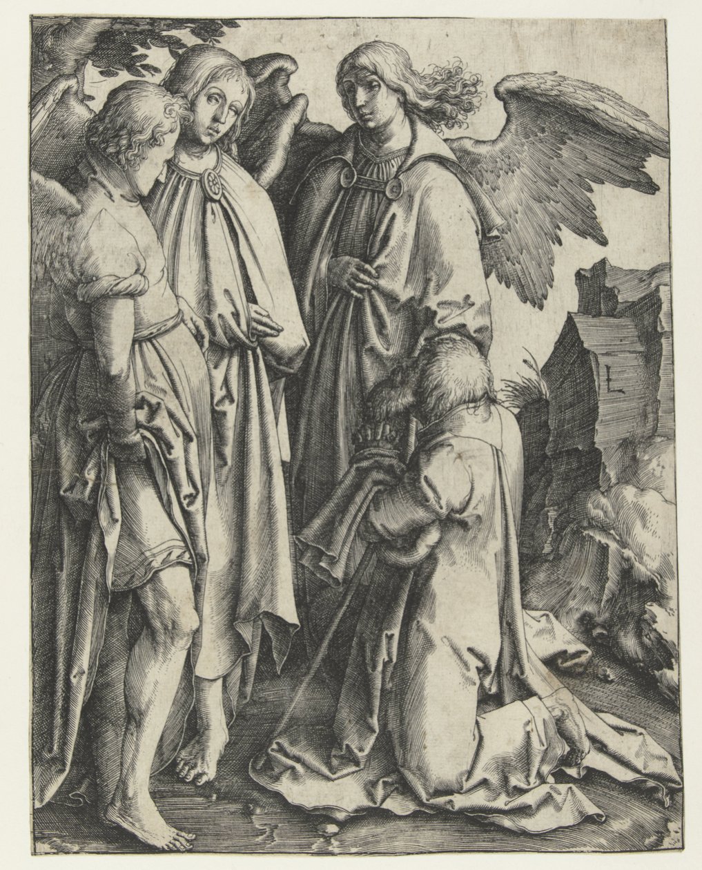 Abraham och de tre änglarna av Lucas van Leyden