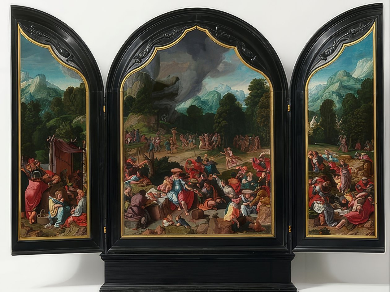Tillbedjan av den gyllene kalven. Omkring 1530 av Lucas van Leyden
