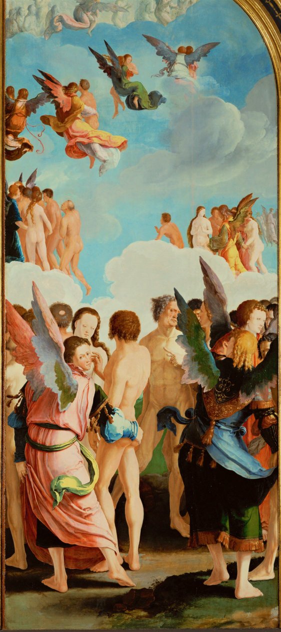 Änglar bland de rättfärdiga (olja på trä) av Lucas van Leyden