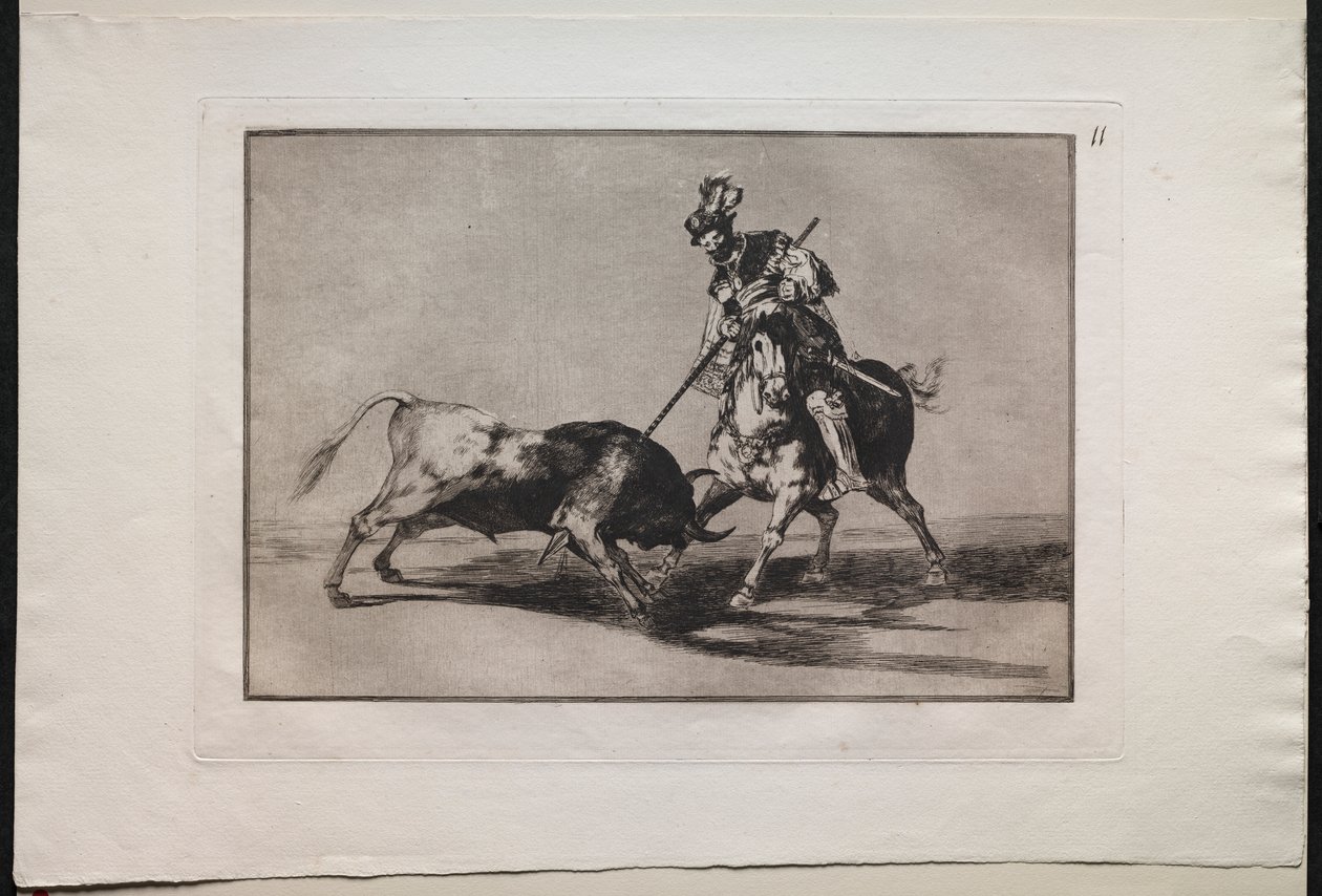 Tjurfäktningar: El Cid Campeador spjuts av en annan tjur av Lucas van Leyden