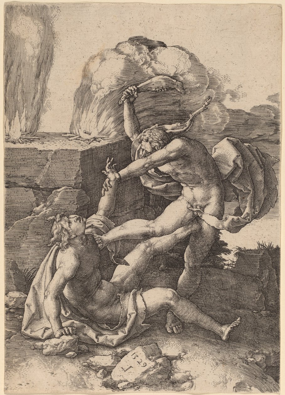 Kain dödar Abel av Lucas van Leyden