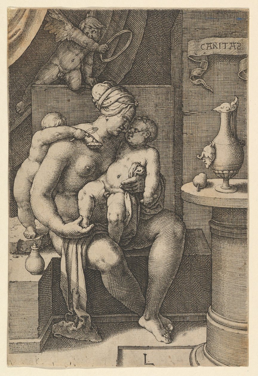 Välgörenhet, från serien De sju dygderna, 1530. av Lucas van Leyden