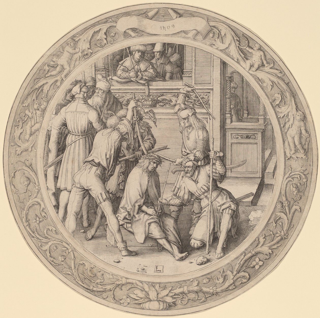 Kristus krönt med törnar av Lucas van Leyden