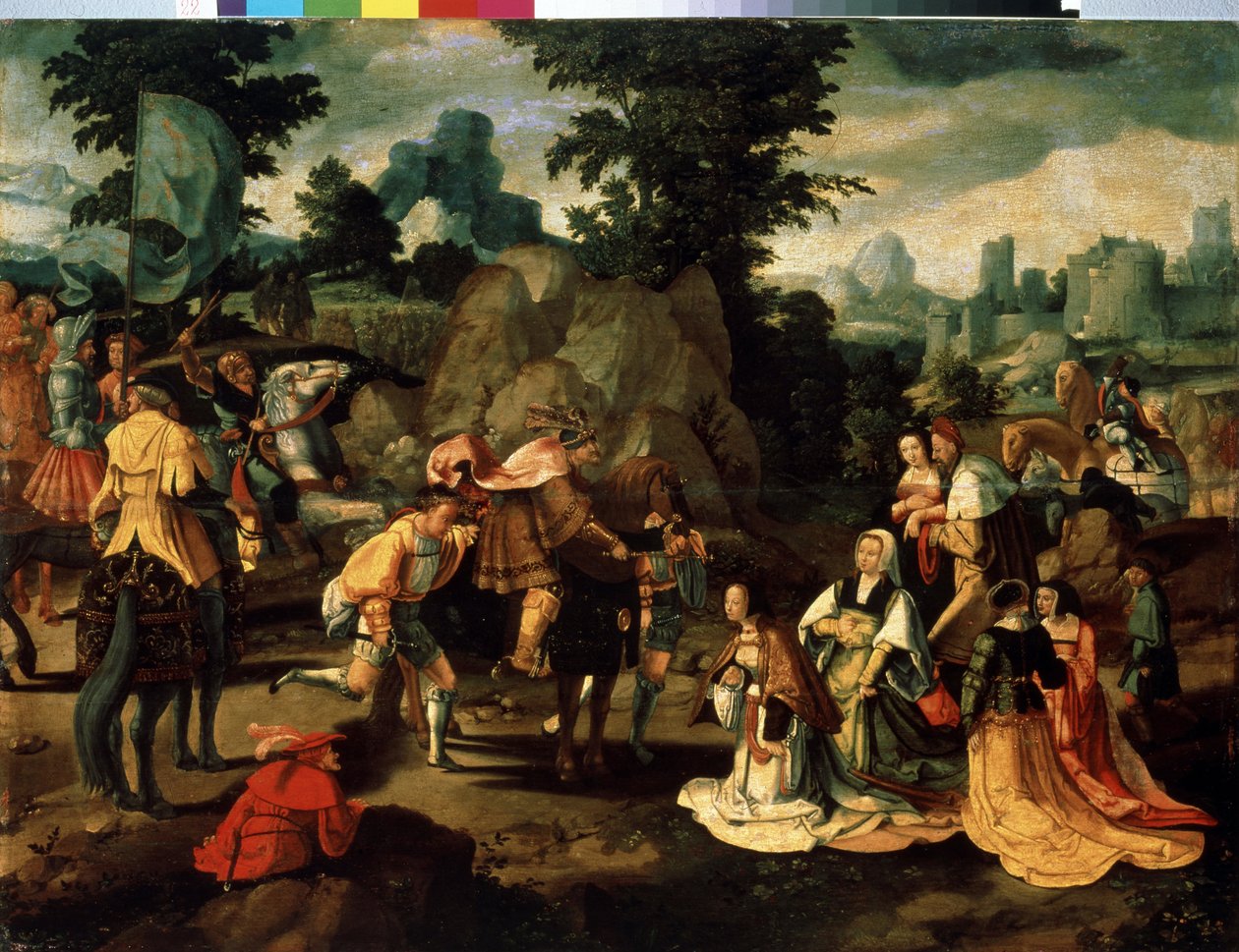 David och Abigail (Abigael, Abigail). Målning av Lucas van Leyden (1489/94-1533). Olja på trä. Renässans låglandskonst. Museum of Western and Eastern Art, Odessa (Ukraina) av Lucas van Leyden