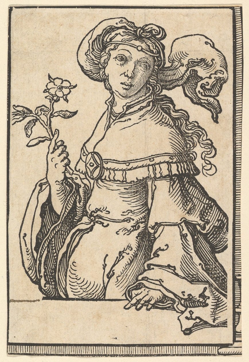 Erythrean Sibyl, från serien Sibyll, ca. 1530. av Lucas van Leyden