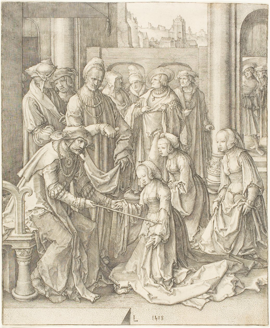 Ester före Ahasveros av Lucas van Leyden