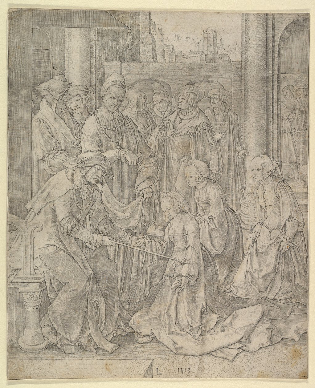 Ester före Ahasveros, 1518. av Lucas van Leyden