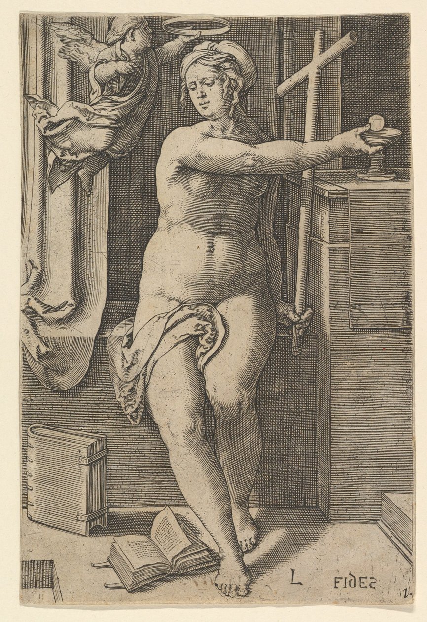 Faith Fides, från serien De sju dygderna, 1530. av Lucas van Leyden